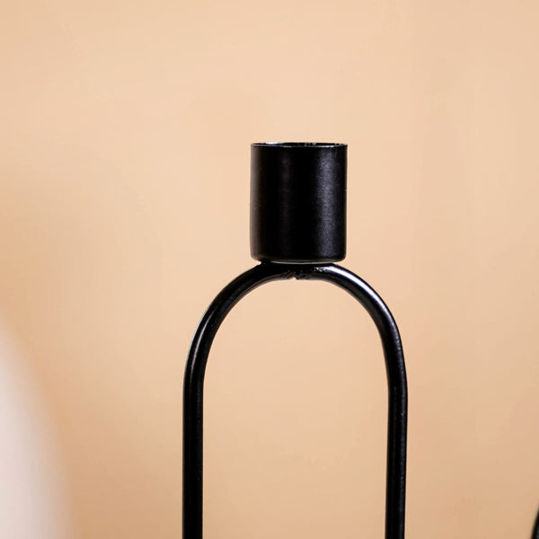 Minimalist Metal Taper Candle Holder Set of 2 Black
