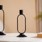 Minimalist Metal Taper Candle Holder Set of 2 Black