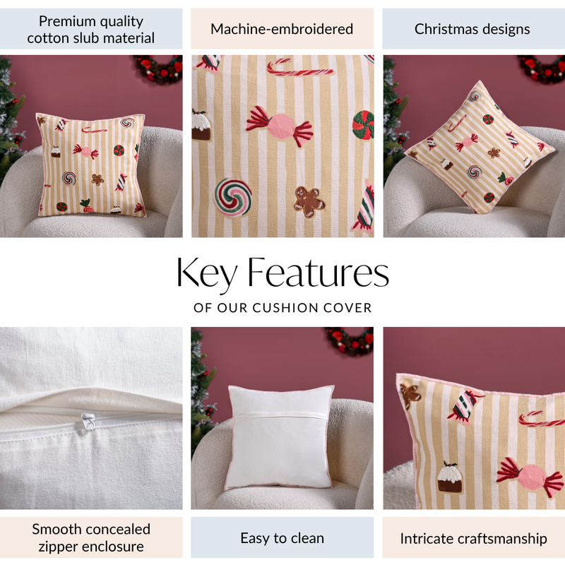 Candy Cotton Embroidered Cushion Cover 40x40cm