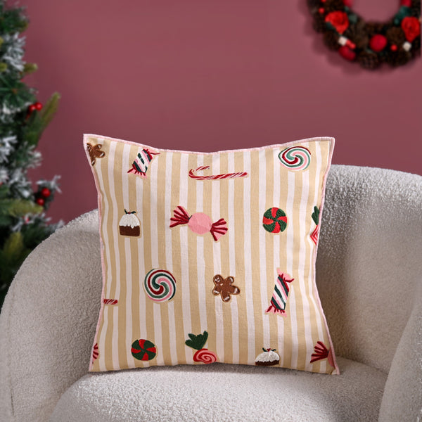 Candy Cotton Embroidered Cushion Cover 40x40cm
