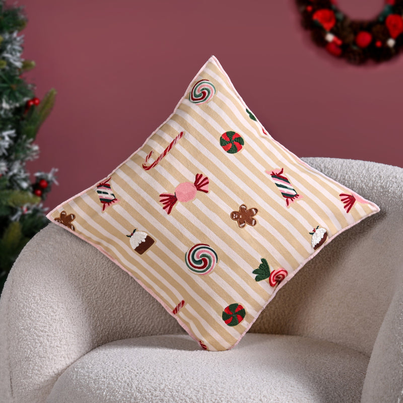 Candy Cotton Embroidered Cushion Cover 40x40cm