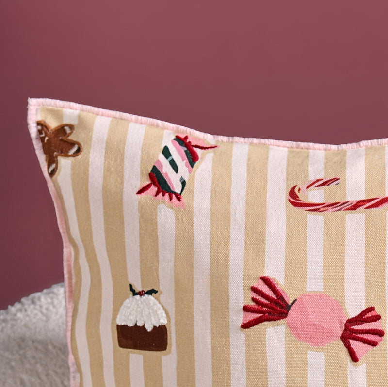 Candy Cotton Embroidered Cushion Cover 40x40cm