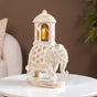 Elephant Ambabari With Bell Showpiece White