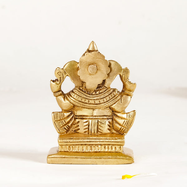 Lord Ganesh Pure Brass Statue For Puja Room 9cm