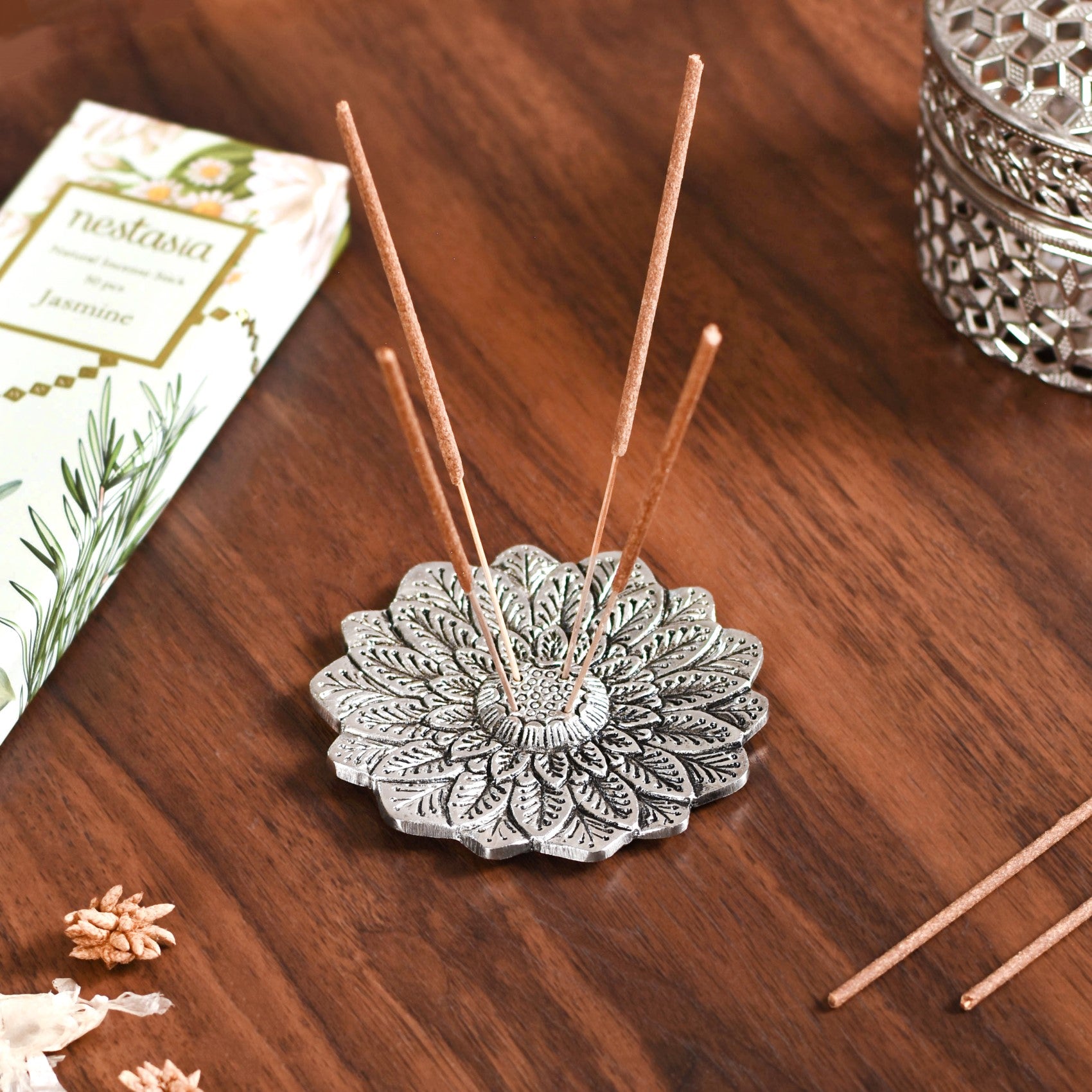 新品◾️マドカリンダル◾️ INCENSE HOLDER WITH SAUCER Floral Mandala Incense Holder With Jasmine Incense Sticks Online