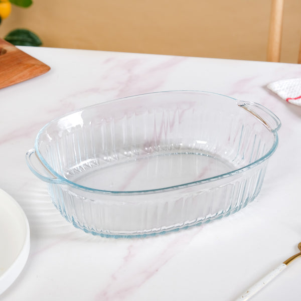 Fluted Glass Casserole Dish With Lid 1800ml