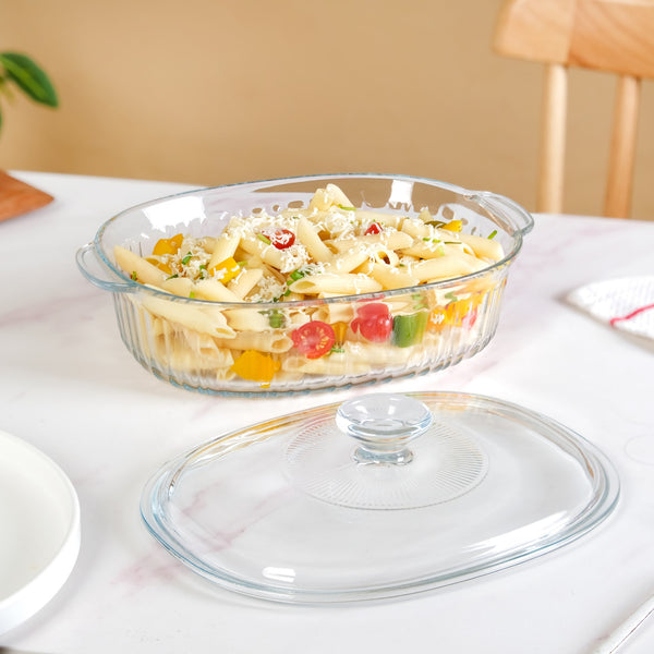 Fluted Glass Casserole Dish With Lid 1800ml