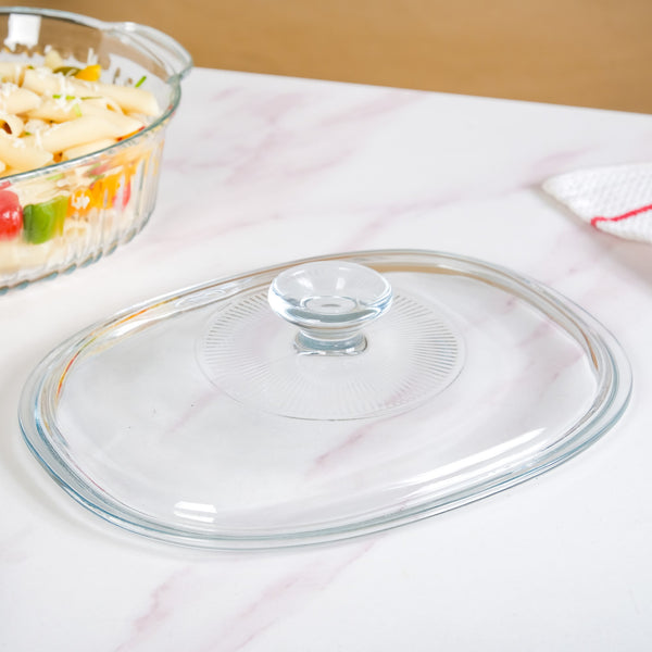 Fluted Glass Casserole Dish With Lid 1800ml