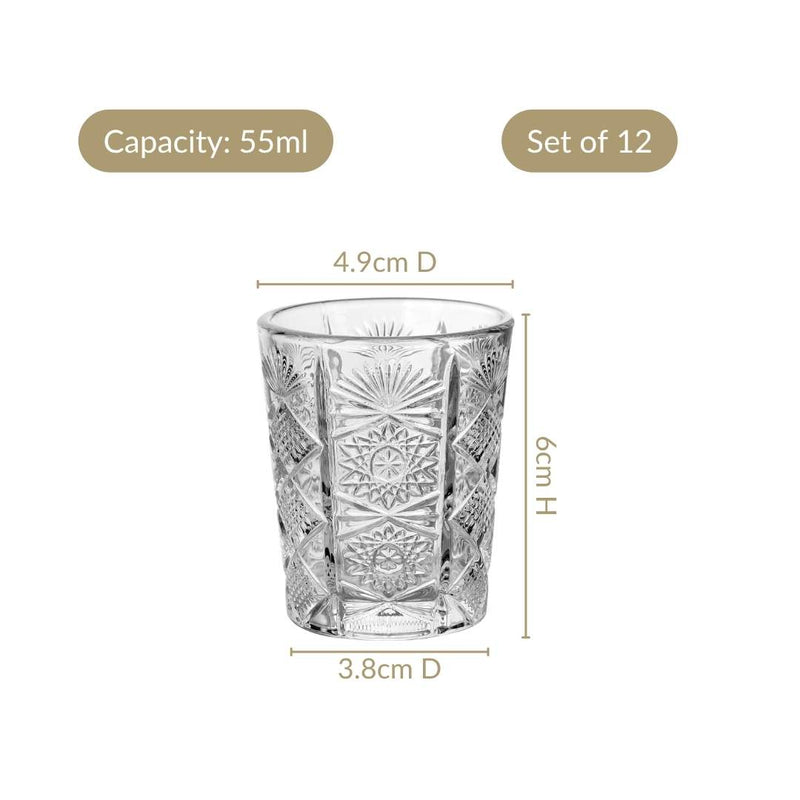 Celestial Cut Glass Shot Glass Set Of 12 55ml