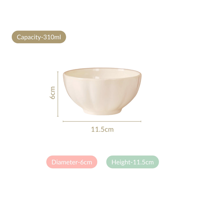 Pastel Gloss Finish Ceramic Bowl Set Of 4 310ml