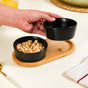 Set Of 2 Small Black Snack Bowls With Serving Tray 200ml