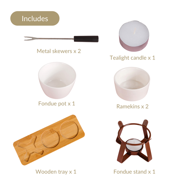 Ceramic Chocolate Fondue Set With Two Bowls And Tray