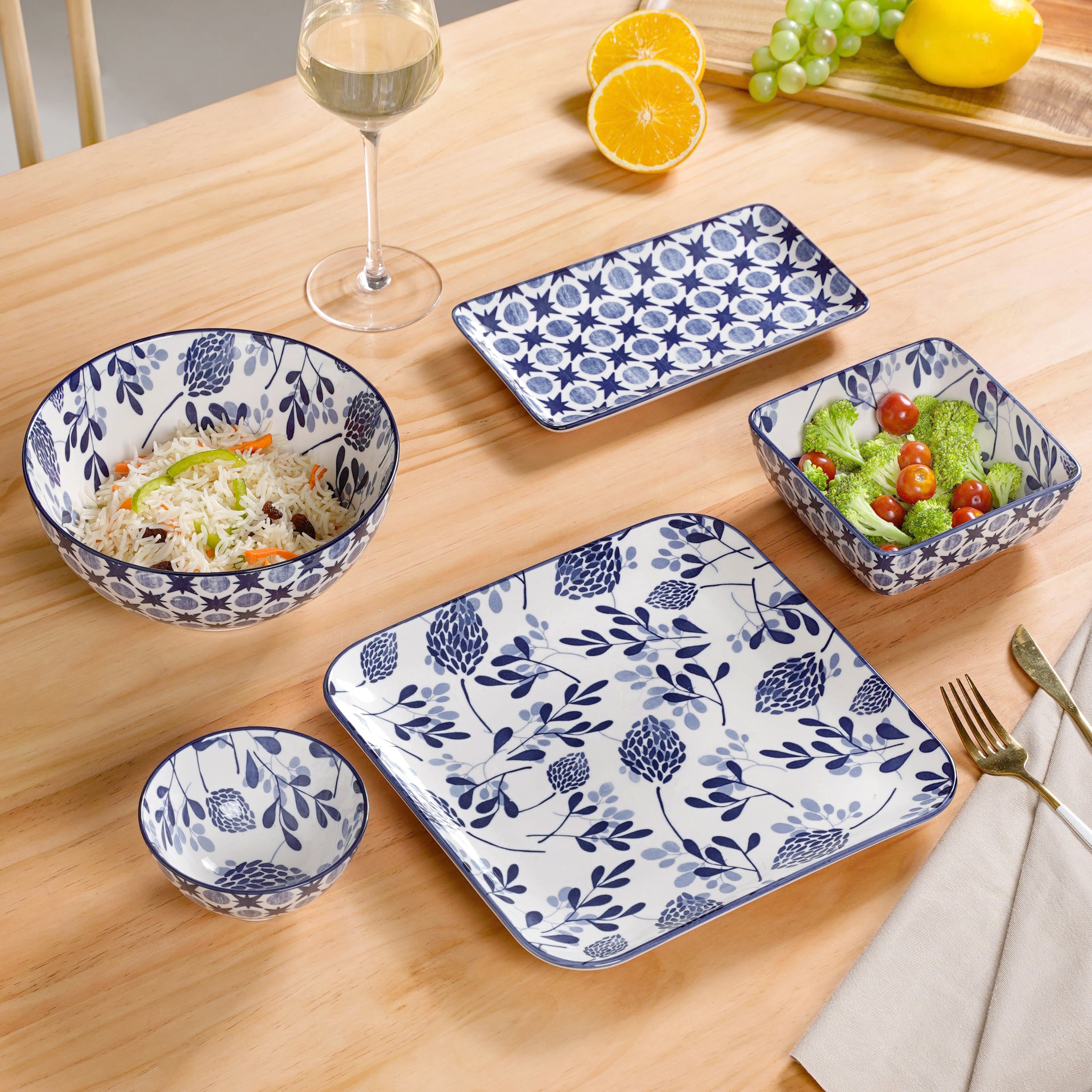 Blue 26 Piece Dinnerware Set For 6 Online - Premium Dinner Set