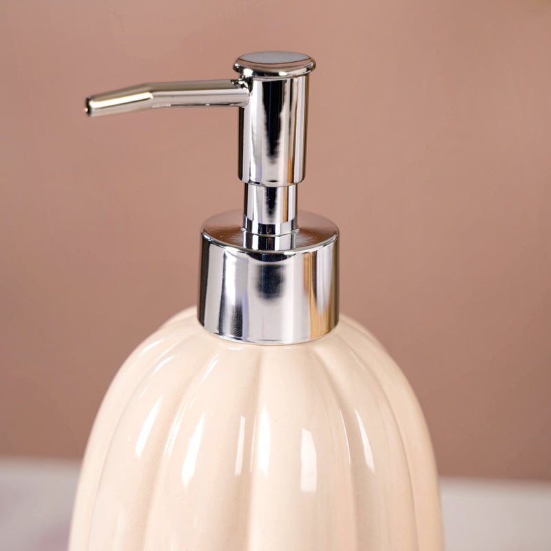 Glossy Ribbed Handwash Dispenser Beige 400ml