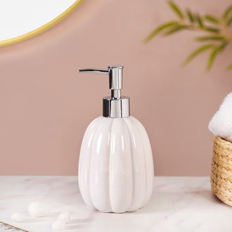 Glossy Ribbed Soap Dispenser White 400ml