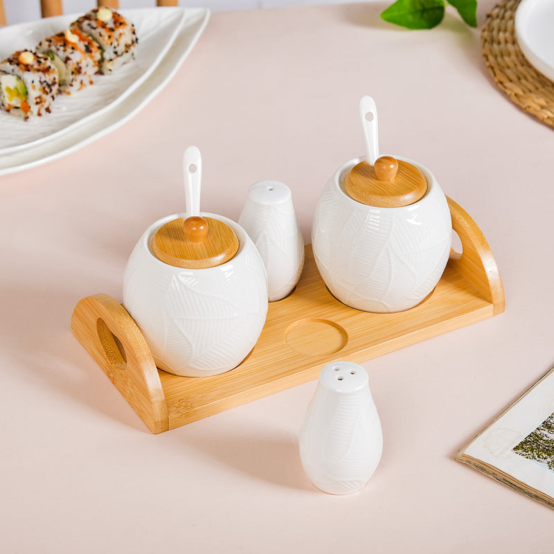 Ceramic Jar And Salt Pepper Shaker Set Of 5