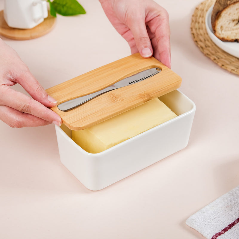 Ceramic Butter Dish With Lid And Stainless Steel Butter Knife