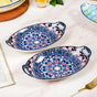 Set Of 2 Mandala Platters Peach And Blue