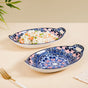 Set Of 2 Mandala Platters Peach And Blue