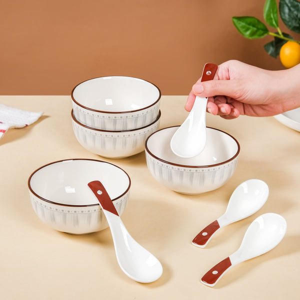 Dainty Dessert Bowl And Soup Spoon Set Of 8 250ml