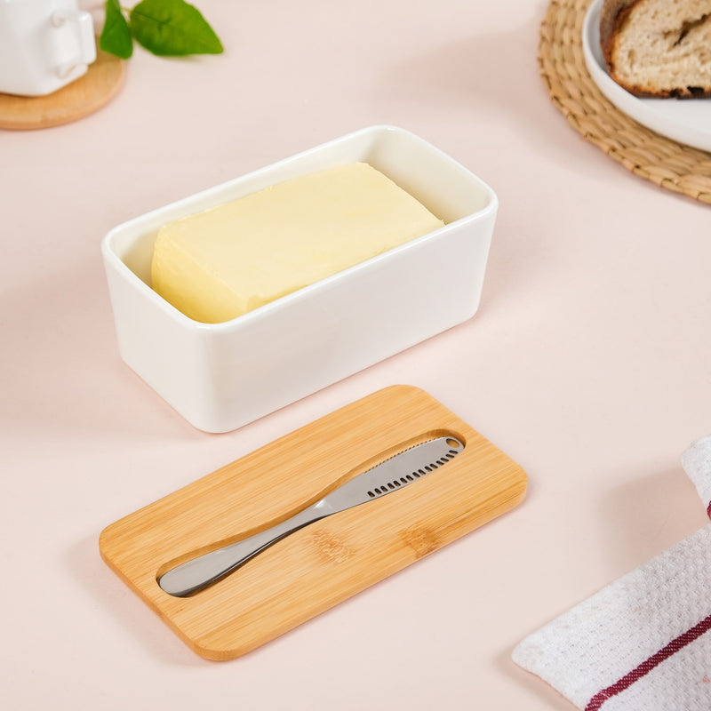 Ceramic Butter Dish With Lid And Stainless Steel Butter Knife