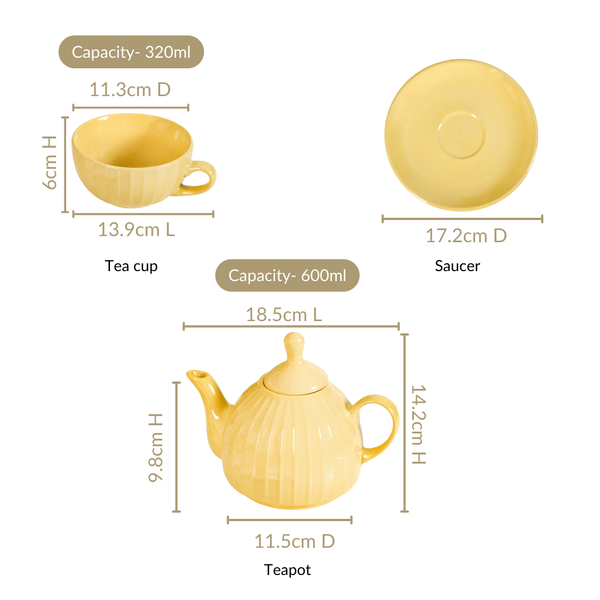 Ambrosia Stackable Ceramic Tea Set For 1 Yellow