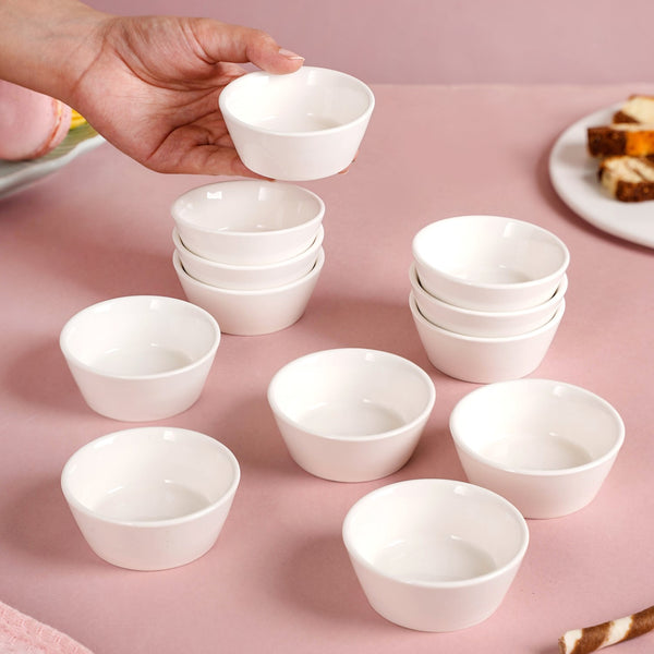 White Dip Bowl Set Of 12 90ml