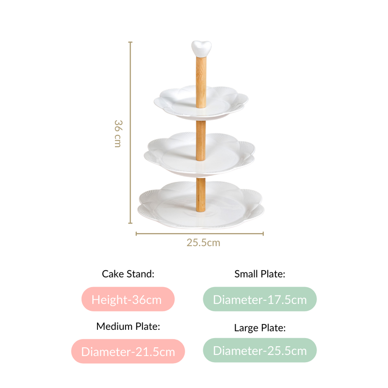 White Serenity Ceramic 3 Tier Cake Stand