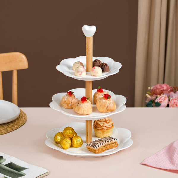 Blanca White Ceramic 3 Tier Cake Stand