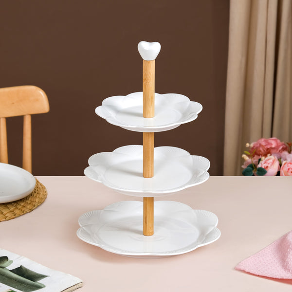 Blanca White Ceramic 3 Tier Cake Stand