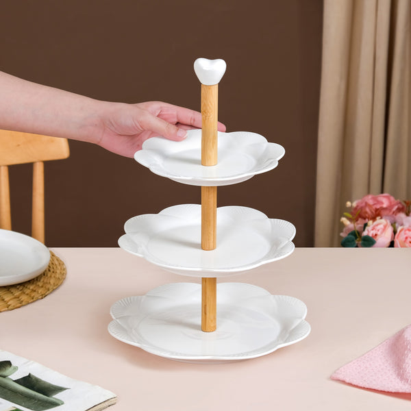 Blanca White Ceramic 3 Tier Cake Stand