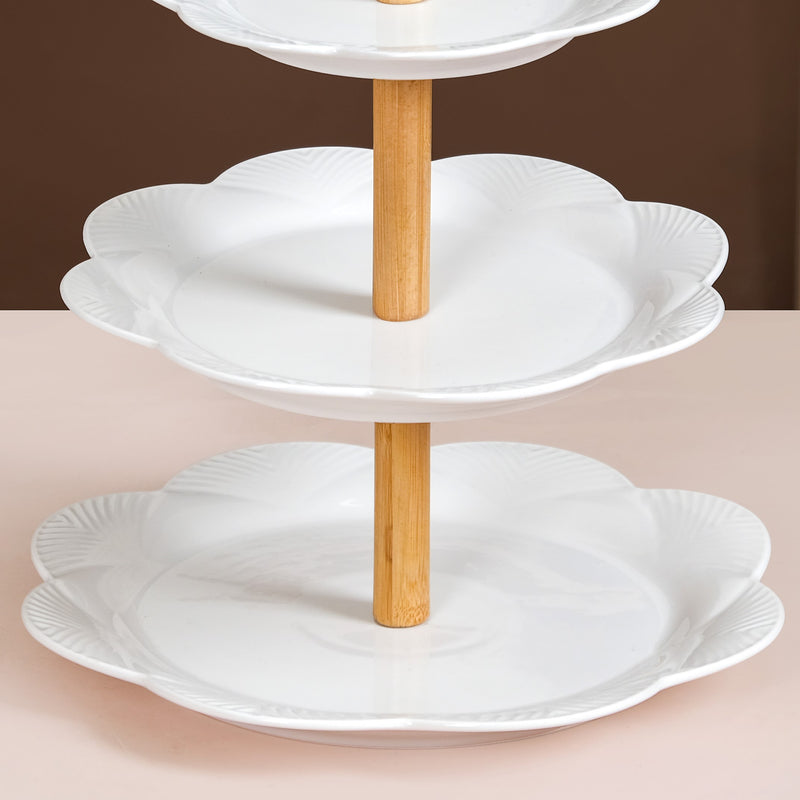 White Serenity Ceramic 3 Tier Cake Stand