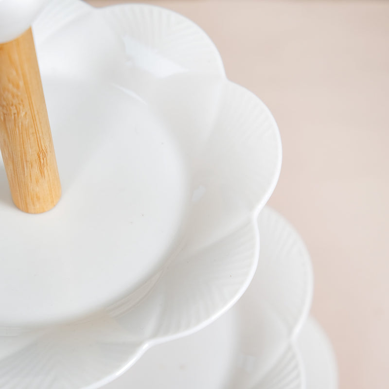 White Serenity Ceramic 3 Tier Cake Stand