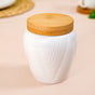 Set Of 3 Airtight Ceramic Jars With Lids And Wooden Tray