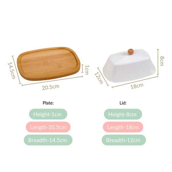 Blanca Rectangular Wooden Butter Dish With Ceramic Lid