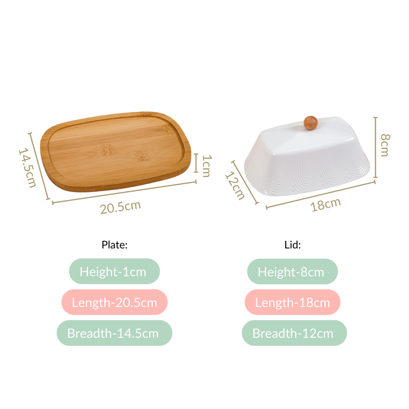 Rectangular Wooden Butter Dish With Ceramic Lid