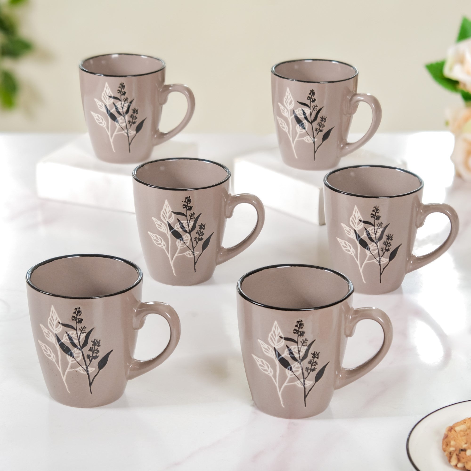 Modern Mug Set of 6 Taupe 250ml Online - Premium Coffee Mug | Nestasia