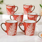 Red Tea Coffee Cup Set of 6 200ml - Tea cup set, tea cups, coffee cups, ceramic tea cups, tea cup set of 6, coffee mugs, coffee mug set