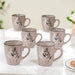 Leaf Branch Ceramic Coffee Mug Set of 6 Taupe 250ml