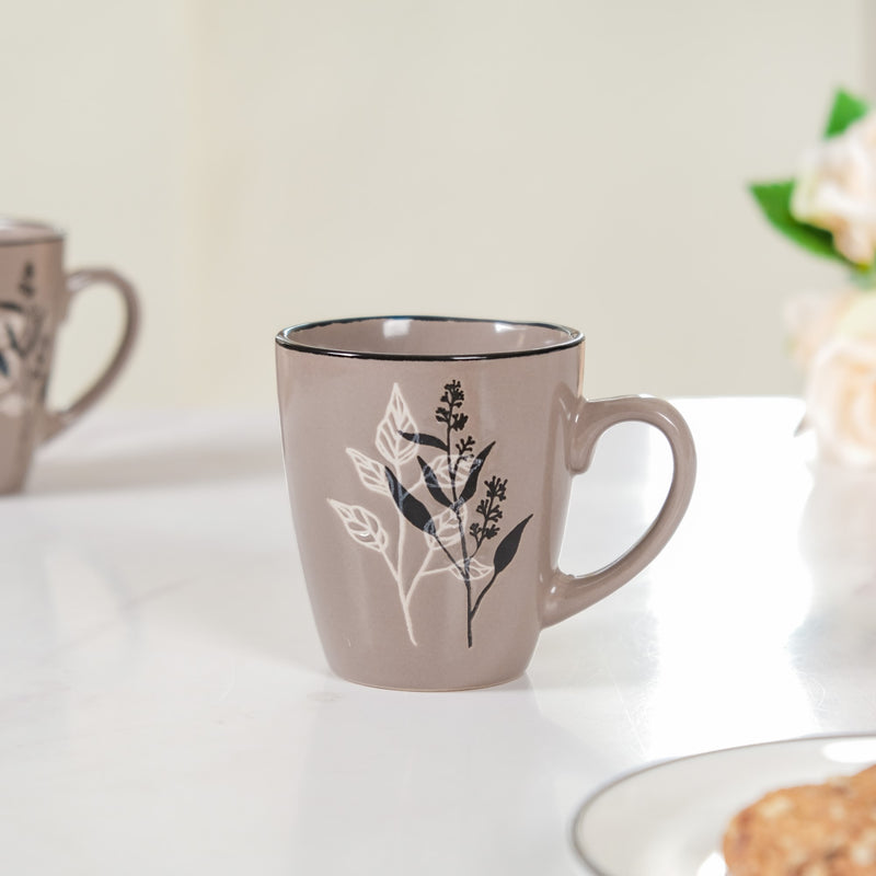 Modern Mug Set of 6 Taupe 250ml - Tea cup set, tea cups, coffee mugs, coffee cups, coffee mug set, tea cup set of 6, printed mugs, ceramic mugs