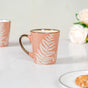 Pastel Peach Leaf Latte Mug Set of 6 200ml - Tea cups, tea cup set, ceramic tea cups, printed tea cups, tea cup set of 6