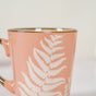 Pastel Peach Leaf Latte Mug Set of 6 200ml - Tea cups, tea cup set, ceramic tea cups, printed tea cups, tea cup set of 6