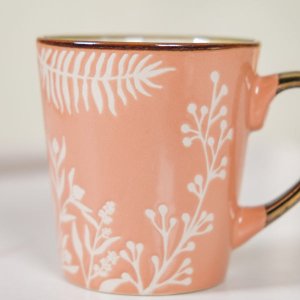 Leafy Coffee Mug Set of 6 Peach 200ml
