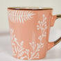 Pastel Peach Leaf Latte Mug Set of 6 200ml - Tea cups, tea cup set, ceramic tea cups, printed tea cups, tea cup set of 6