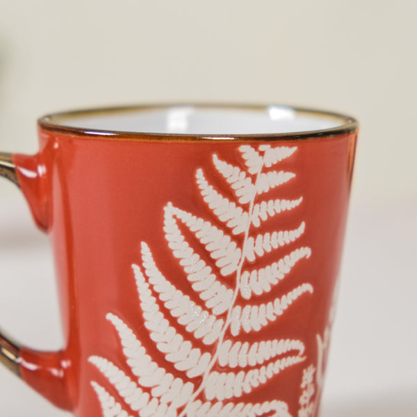 Leaves And Flowers Coffee Mug Set of 6 Red 200ml