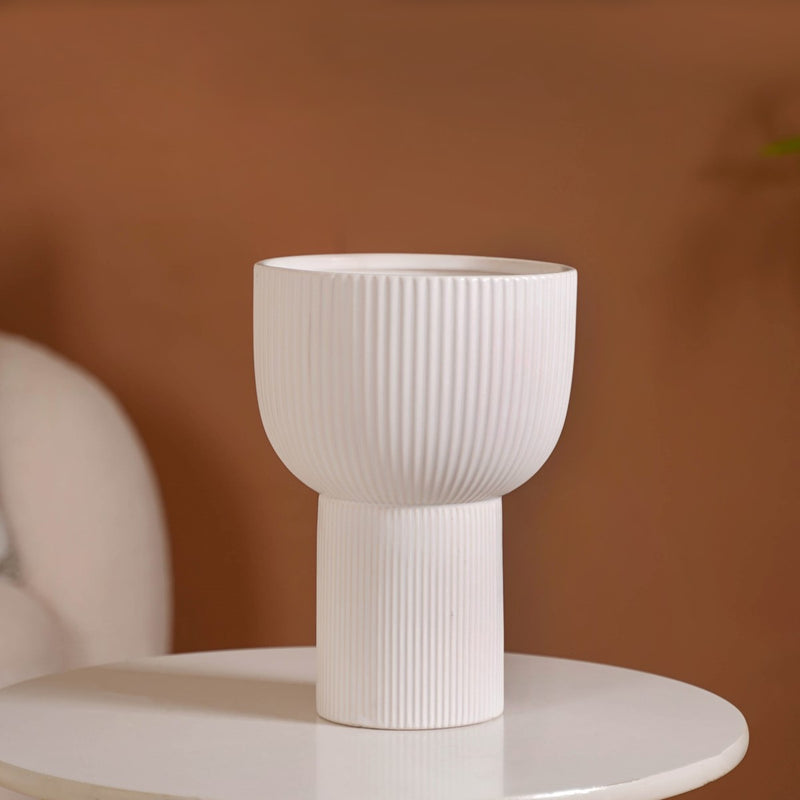 European Ceramic Flower Pot White- Wide Mouth Ceramic Pot, White Flower Pot, Decorative Ceramic Planter, White Pot for Flowers