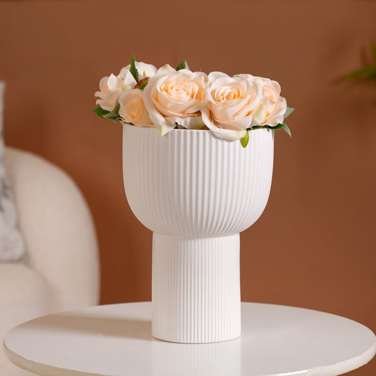 European Ceramic Flower Pot White Online - Premium Vase | Nestasia