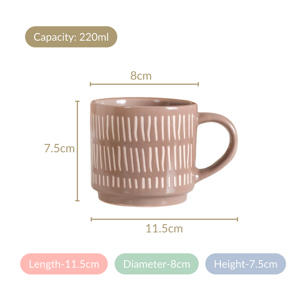 Quirky Beige Stackable Cups Set Of 4 220ml