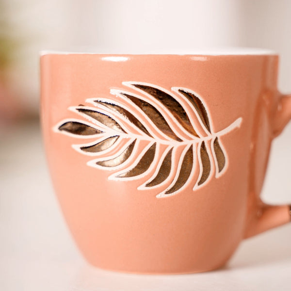 Gold Lustre Coffee Cup Set of 6 Peach 250ml