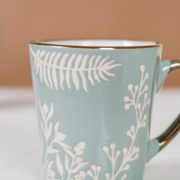 Floral Coffee Mug Set of 6 Sage Blue 200ml